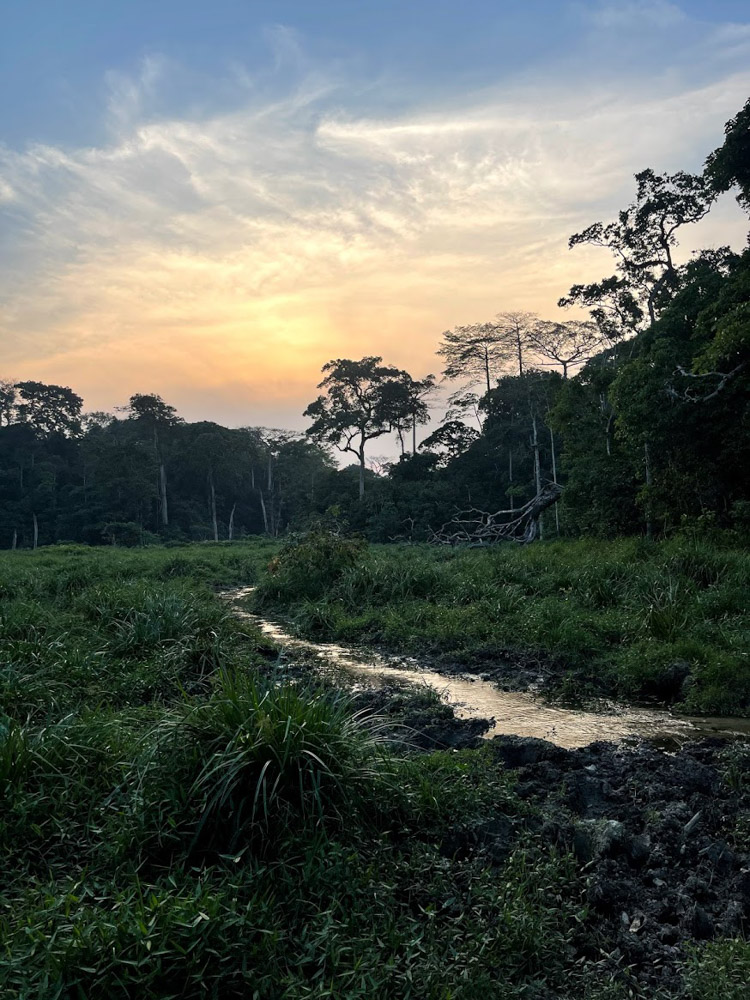 Sunset between our camp and the bai